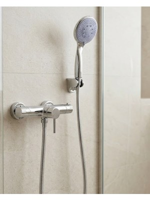 Aksiyon Global Mavi 4 Fonksiyonlu El Duşu Başlığı Seti Spiral Hortum ve Duş Askısı - Lisinya