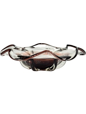 Lara Decor Mürdüm Cam Kıvrım Tabak