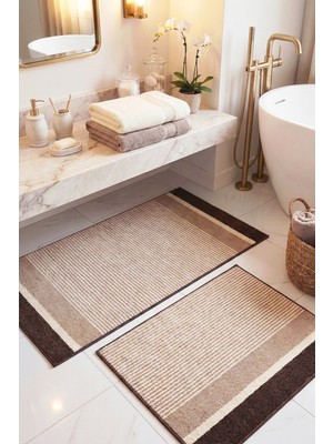 Banyo Paspası 2’li Set Yıkanabilir Dokuma Yüzey Kaymaz Taban Klozet Takımı Banyo Halısı Paspas