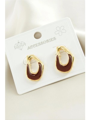 SiHako Oval Mineli Metal Küpe