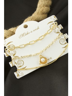 SiHako Istiridye Inci Zincir Bileklik 3 Adet