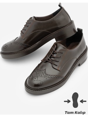 Marjin Kadın Bağcıklı Maskülen Çift Yüzlü Günlük Oxford Ayakkabı Sindo Kahve