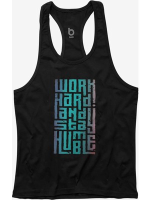Bluu Hmble Siyah Sporcu Atleti Fitness Gym Tank Top Nefes Alabilir Kumaş ile Rahat Kesim