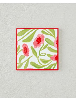 English Home Bright Petals Seramik Bardak Altlığı 11X11 cm Pembe