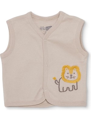 Hellobaby Erkek Bebek Yelek Hayvan Baskılı Çıtçıtlı V Yaka Atlet