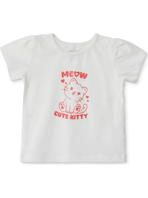 Hellobaby Kız Bebek Tişört Hayvan Baskılı Bisiklet Yaka Kısa Kol