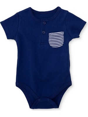 Hellobaby Erkek Bebek Body Çizgili Çıtçıtlı Modelli Yaka Kısa Kol