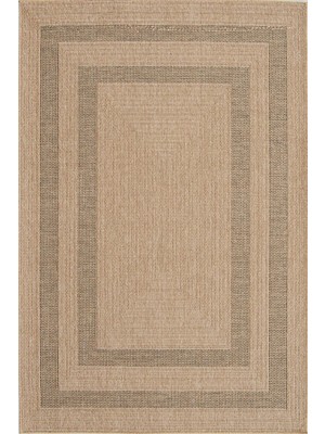 Has 1950 Rushhome 199101 Bej Yeşil - Zarif Çerçeve Detaylı Salon Halısı