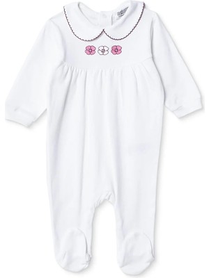 Hellobaby Kız Bebek Tulum Çiçek Baskılı Fermuarlı Bebe Yaka Uzun Kol Patikli