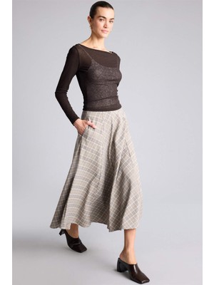 DeFacto A Kesim Kareli Normal Bel Midi ETEK G6908AX26SP