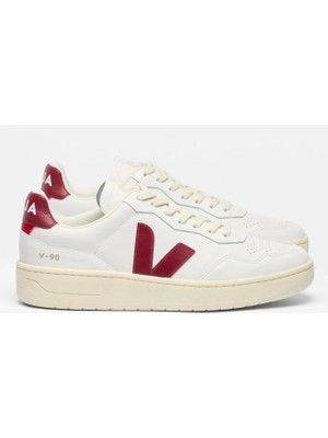 Veja Beyaz - Bordo Kadın Sneaker V-90 O.t. Leather