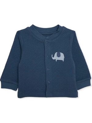 Hellobaby Erkek Bebek Kapitone Hırka Hayvan Baskılı Çıtçıtlı Bisiklet Yaka Uzun Kol