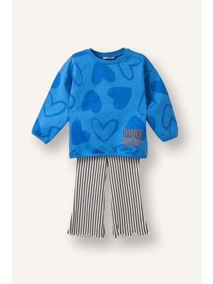 DeFacto Kalpli Sweatshirt Çizili Alt 2'li Takım Kız Bebek H1240A526SM
