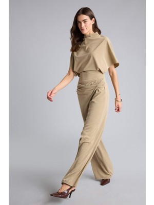 DeFacto Wide Leg Asimetrik Bel Krep Pantolon H3879AX26SM
