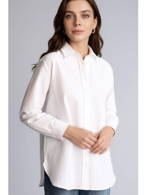DeFacto Relax Fit Gömlek Yaka Poplin Uzun Kollu Tunik D7341AX26SP