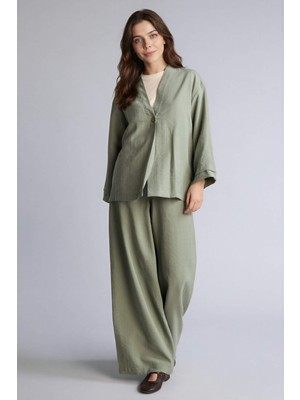 DeFacto Keten Karışımlı Relax Fit Modal Pantolon H0330AX26SP