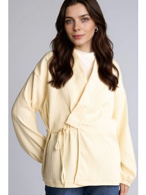 DeFacto Regular Fit V Yaka Krinkıl Kumaş Blazer Ceket H4035AX26SP