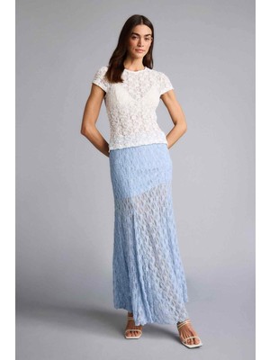 DeFacto A Kesim Normal Bel Astarlı Dantel Maxi Etek F8154AX26SP