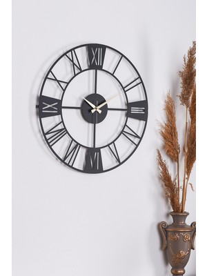 Muyika Design Muyika Metal Siyah Oval Duvar Saati 41 X 41Cm Sessiz Mekanizma Modern Tasarım