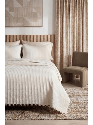 Anılsan Duru Çift Kişilik Yatak Örtüsü Takımı - Krem