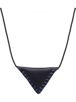 Tesbihane Siyah Ip Zincirli Isme Özel Yazılı Lacivert Gerçek Deriden El Yapımı Kadın Cevşen Kolye