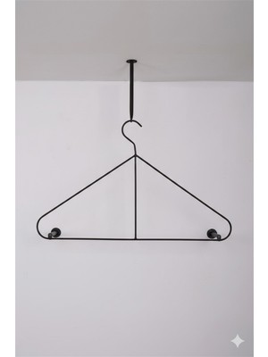 Modern Raf Tavandan Askılı Elbise Askısı Siyah