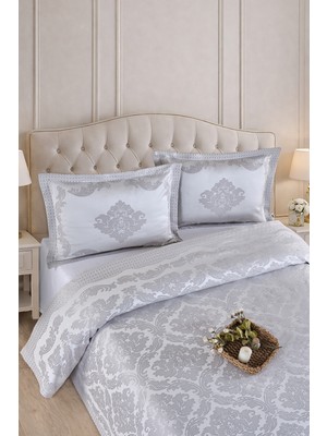 Bir Home Vanetta Pano Jakarlı Çift Kişilik Modern Yatak Örtüsü Takımı 3 Parça 240X260CM