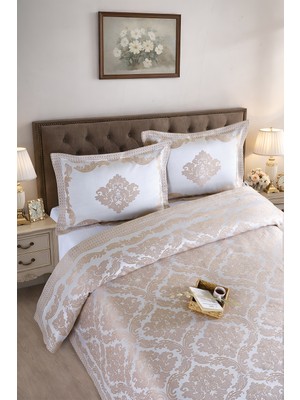 Bir Home Vanetta Pano Jakarlı Çift Kişilik Modern Yatak Örtüsü Takımı 3 Parça 240X260CM