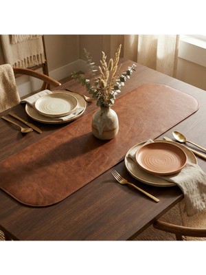 Grand Fine Art 1 Adet Deri Mini Runner-Klavye Altlığı-Masa Matı-Masa Sümeni -Çok Amaçlı Kullanım