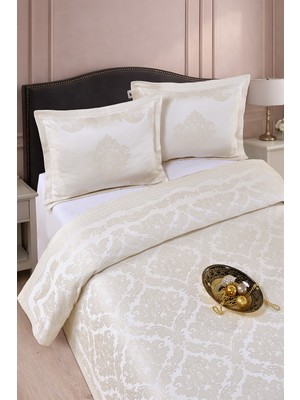 Bir Home Vanetta Pano Jakarlı Çift Kişilik Modern Yatak Örtüsü Takımı 3 Parça 240X260CM