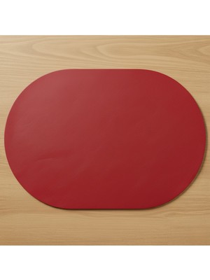 Grand Fine Art 6 Kişilik Kırmızı Tam Oval Deri Amerikan Servis Supla 33X44 Cm