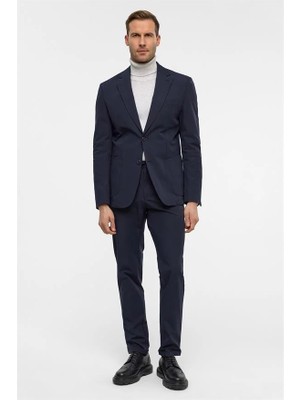 Süvari Lacivert Slim Mono Yaka Yan Cepli 6 Drop Takım Elbise