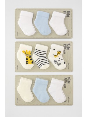 Baby Fou Pamuklu 0-6 Ay Yenidoğan Bebek 9'lu Bebek Çorabı