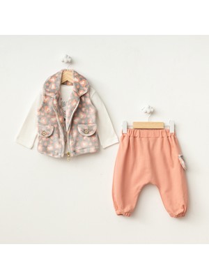 Baby Fou Leopar Desen Yelekli 3'lü Takım