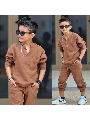 Gültekin Bebe Müslin Gömlekli Ikili Erkek Takım 5-14 Yaş -12003550 - Kahverengi