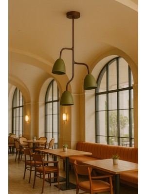 Longing Oliva Trio Sarkıt Lamba-Avize - Modern Endüstriyel Mufak Hol Cafe Salon Avize