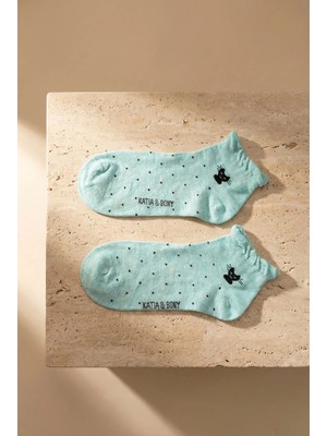 Katia & Bony Kadın Kedi Desenli Yeşil Step Çorap