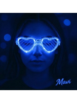 Aesco Mey Ithalat® Mavi LED Işıklı Kalp Gözlük – 3 Modlu Parti &amp; Glow Gözlüğü