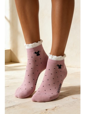 Katia & Bony Kadın Kedi Desenli Pembe Step Çorap