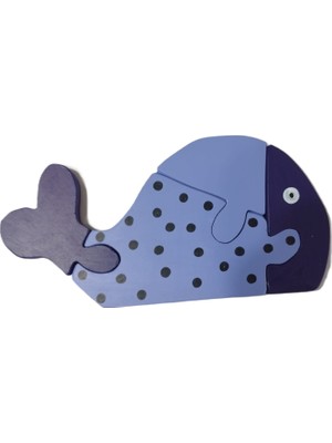 Ponpontoys Benekli Balık Menekşe Ahşap Puzzle Yapboz