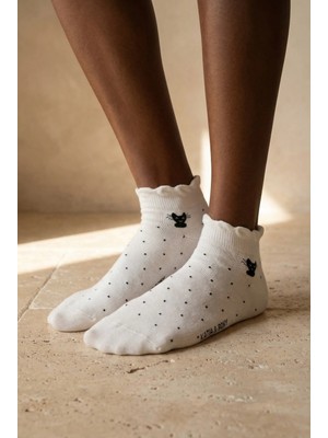 Katia & Bony Kadın Kedi Desenli Ekru Step Çorap
