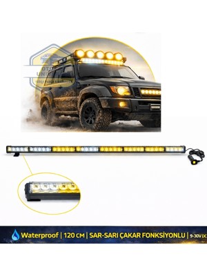 Otokap Universal 120CM Off Road LED Projektör Çakar Işık Sarı-Sarı 9V 30V Araç Üstü LED Bar