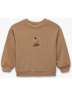 Koton Köpek Baskılı Uzun Kollu Bisiklet Yaka Sweatshirt