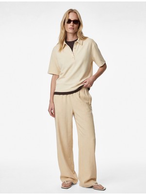 Koton Modal Kumaş Yarım Düğmeli Kısa Kollu Polo Yaka Tişört