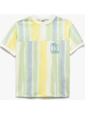 Koton Pamuklu Kısa Kollu Bisiklet Yaka Baskılı Tişört