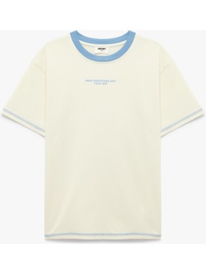 Koton Pamuklu Kısa Kollu Bisiklet Yaka Oversize Baskılı Tişört