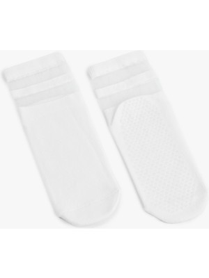 Koton Pamuklu Çizgili Kaydırmaz Taban Detaylı Soket Yoga Çorabı