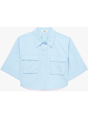 Koton Pamuklu Kargo Cep Detaylı Kısa Kollu Oversize Crop Gömlek