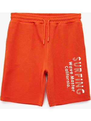 Koton Regular Fit Beli Bağcıklı Cepli Baskılı Şort
