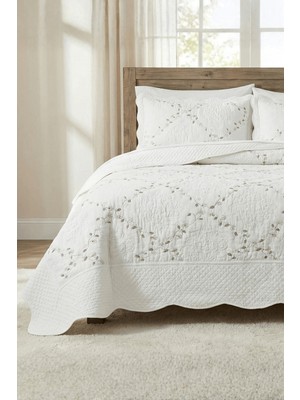 Anılsan Pırıl Çift Kişilik Yatak Örtüsü Takımı - Beyaz